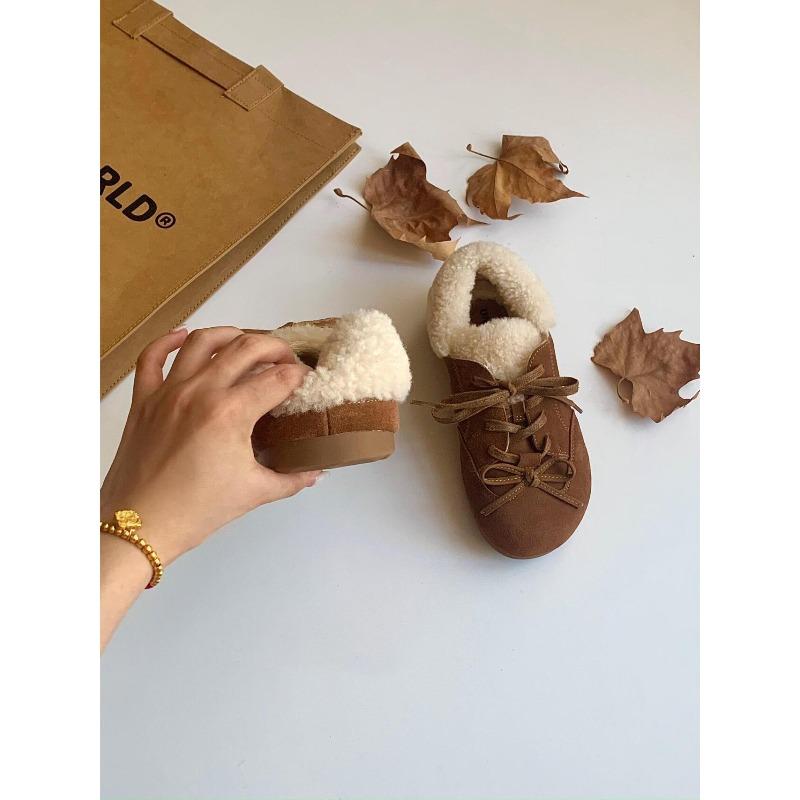 Doll head inner height increase women's new autumn retro two wear flat thick sole comfortable round head single shoes