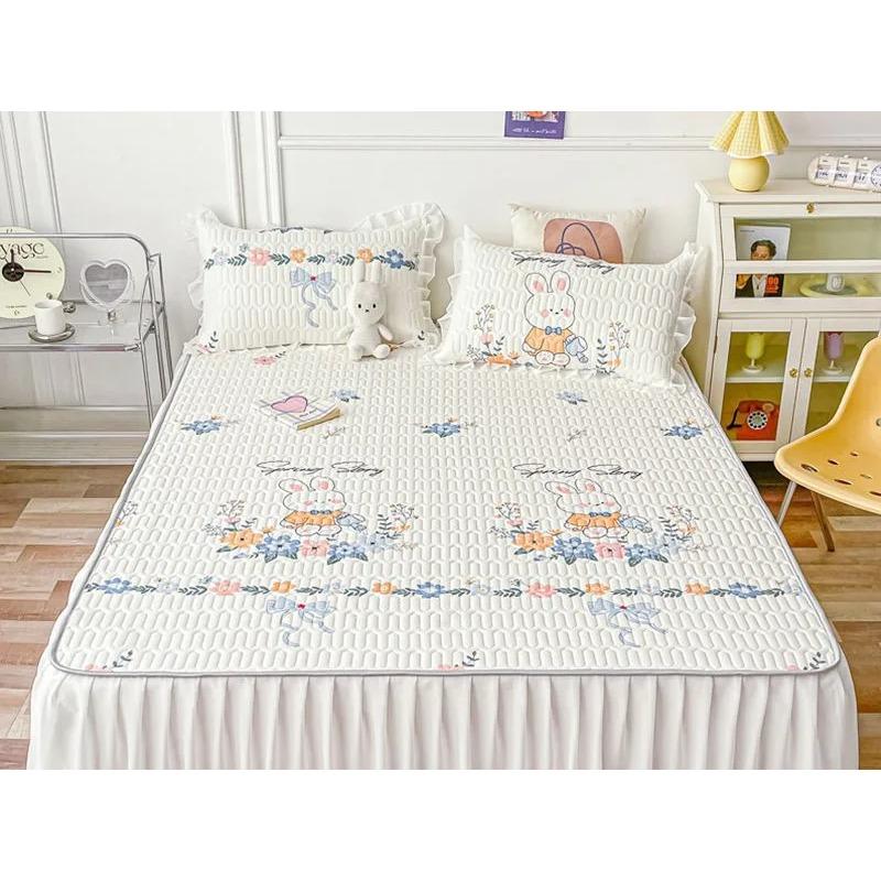 Cool Feeling Mattress Bed Skirt Bed Cover Summer Machine Washable Ice Silk Pad Household Air Conditioning Anti Slip Bed Cover