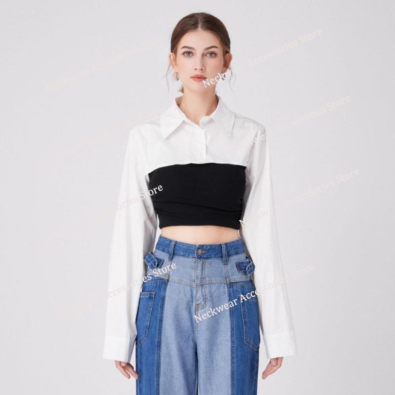 Cotton Long Sleeved Fake Collar Small Cape for Womens Shirt Detachable Collar Blouse Style False Collar for Summer