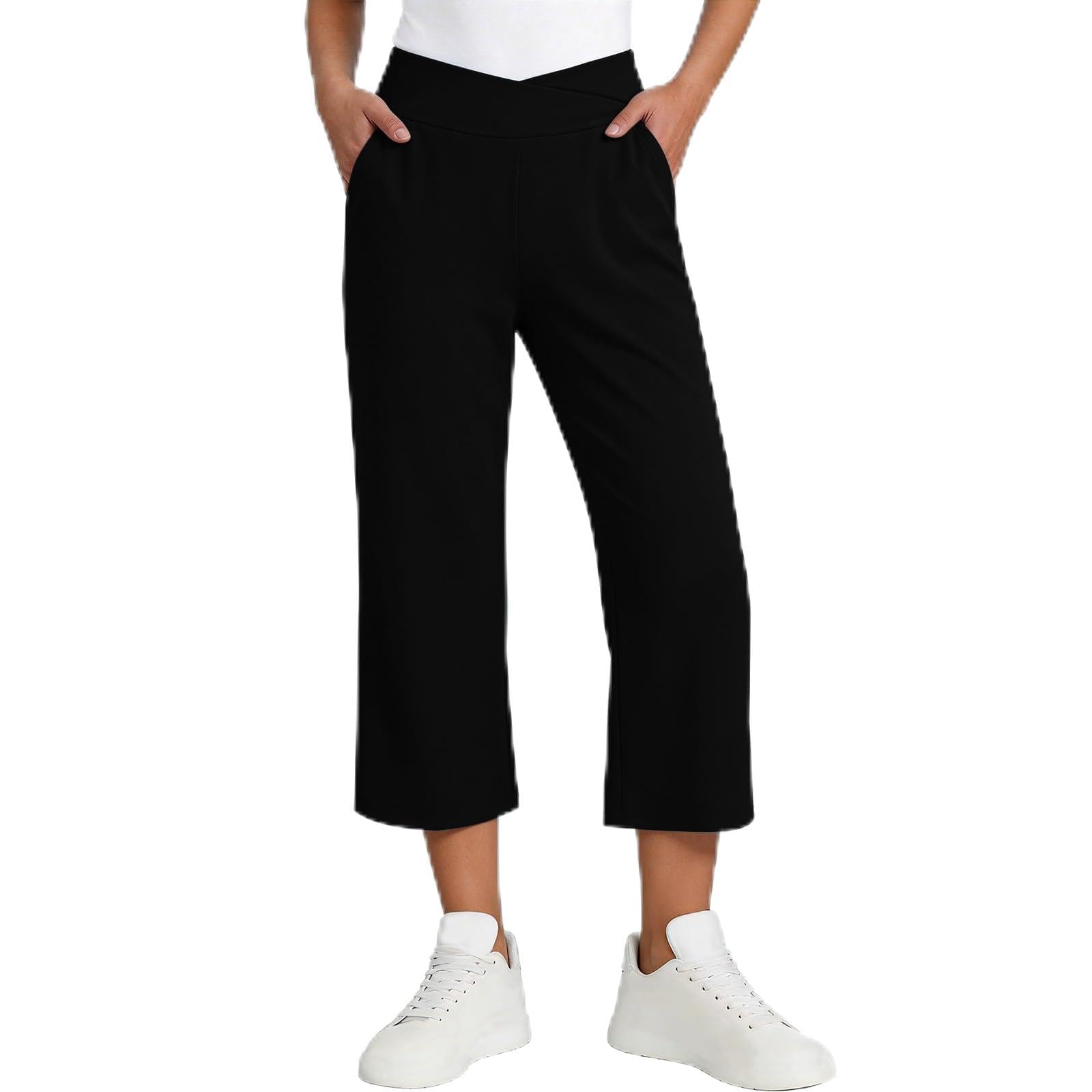 Women s Pants Casual Summer Cropped Trousers - Lightweight Relaxed Fit S
