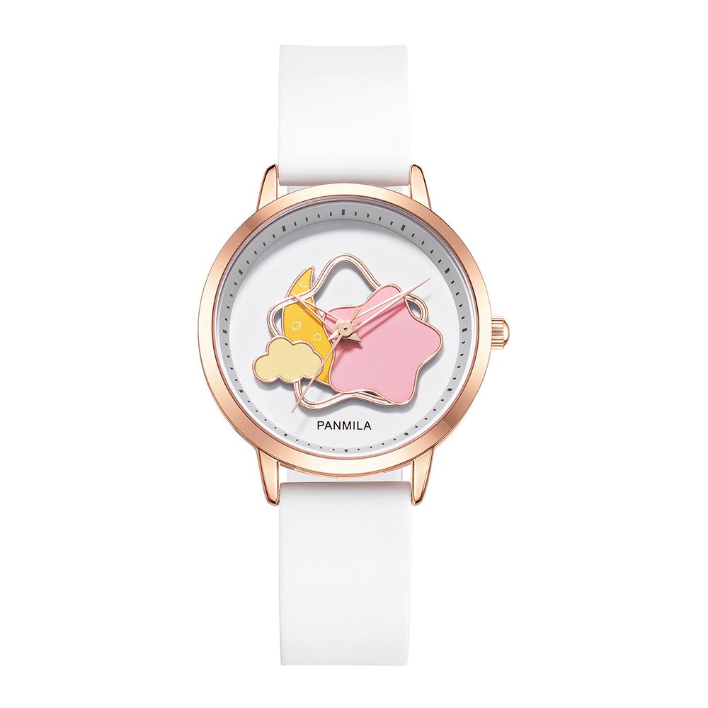 

Новые вращающиеся светящиеся часы Star для женщин, модные, мечтательные, простые и милые кварцевые часы с силиконовым ремешком