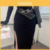 Decoration Fashion Rivet Women Casual Solid Color Elastic Wide Waistband