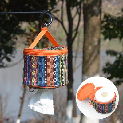 Outdoor Camping Drawer Box Car Household Roll Paper Towel Box Foldable Ethnic Style Paper Towel Bag Miscellaneous Storage Box