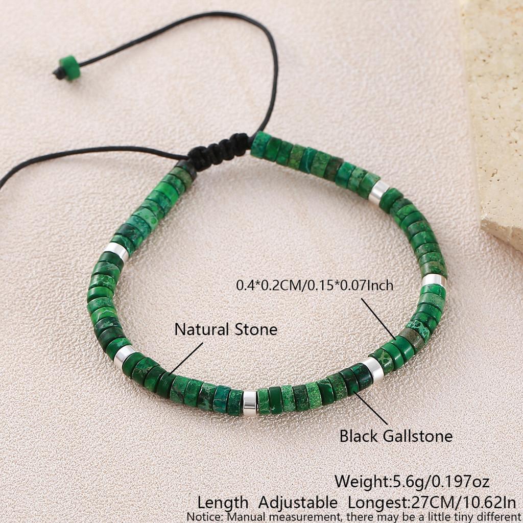Geometric Turquoise Beaded Bracelet With Adjustable Woven Cord For Casual Wear