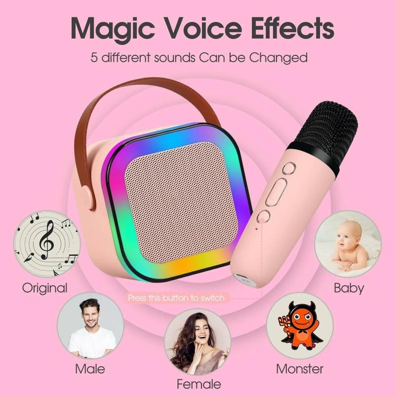 K12 Wireless Bluetooth Speaker with 2 Microphone RGB Portable Music Player Karaoke Machine for Family Singing Children's Gifts