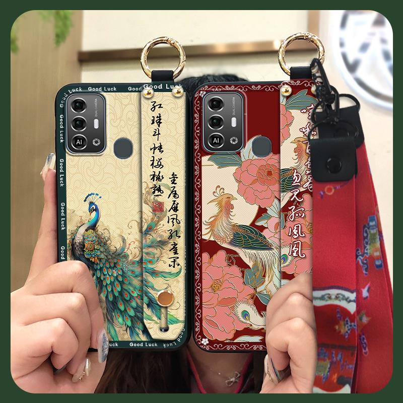 Shockproof Protective Phone Case For ZTE Blade A53 Pro Anti-dust For Mom Wrist Strap Waterproof Back Cover Elderly Lady