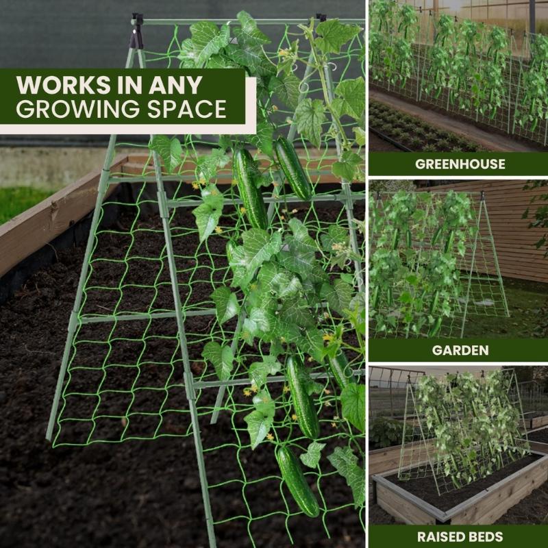 Friendly Durable Plastic Coated Steel Garden Trellis With Net And Ties A Frame Design For Heavy Duty 47x63 Inch