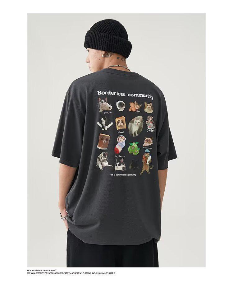 Damen Sommer T-Shirt mit Graffiti-Print im Distressed-Look - Locker geschnitten, kurzärmlig, High-Street-Stil