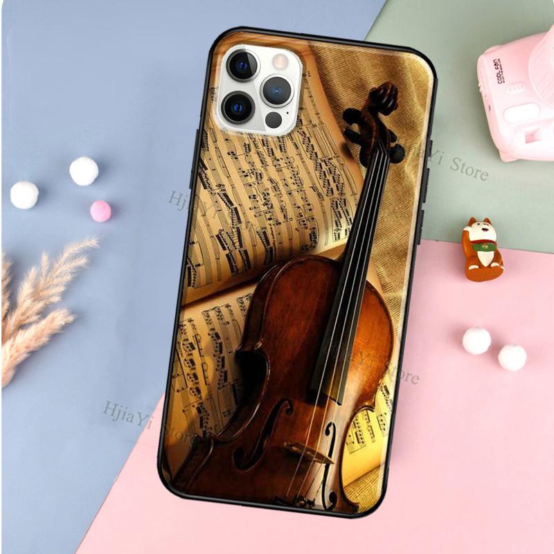 Elegant Violins Bow Sheet Music Phone Case For Apple iPhone 13 11 Pro Max 12 Mini X XR XS Max 8 7 Plus SE 2020 Cover Shell