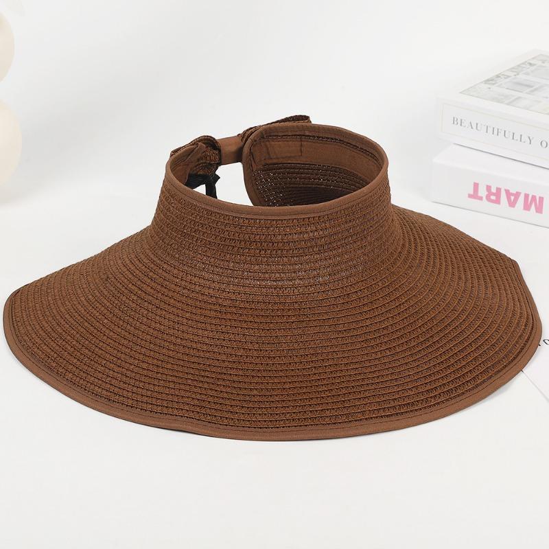 New Summer Folding Empty Top Hat Large Edge Sunshade UV Protection Sun Protection Hat Outdoor Sports Mountaineering Travel Straw Hat
