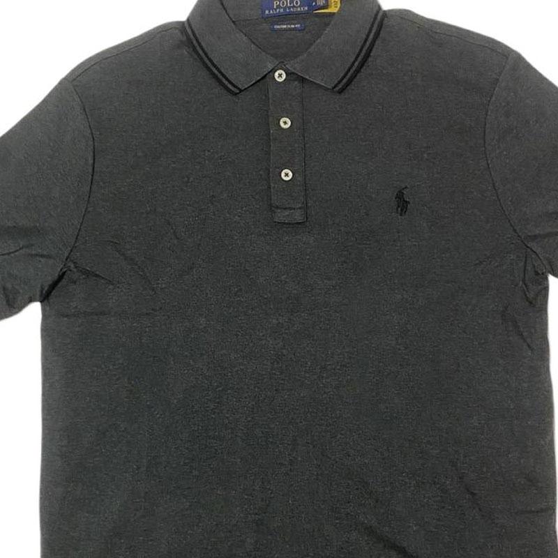 Polo Ralph Lauren Printed Polo Collar Short Sleeve Polo Shirt Men tops Dark-Gray 710766488-005