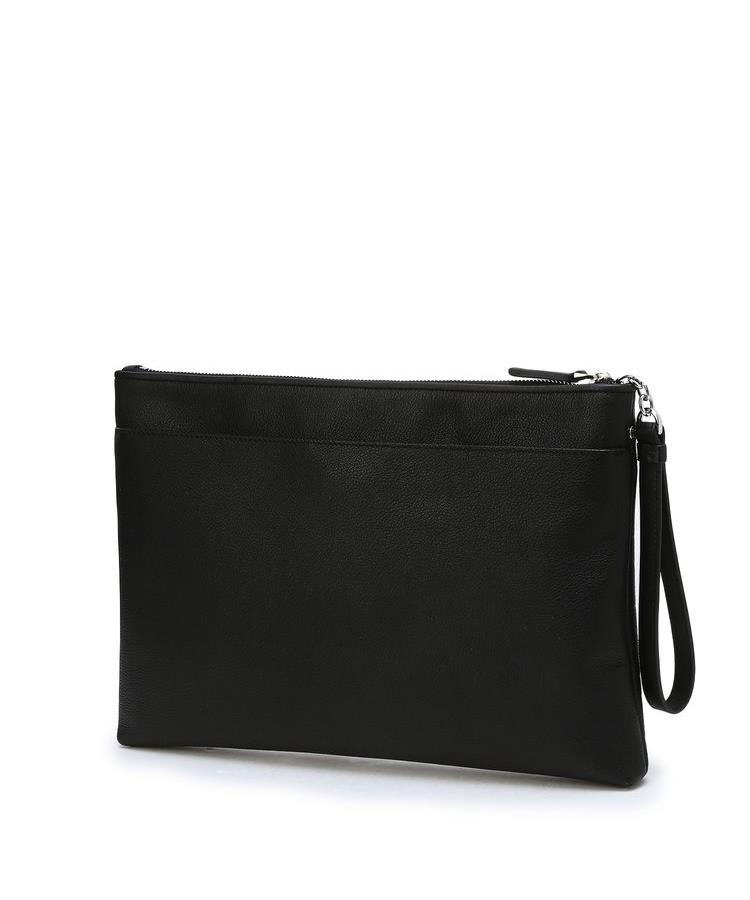 Daks Men'S Accessories Black Grid Pattern Embossed Cowhide Dbba6F279Bk