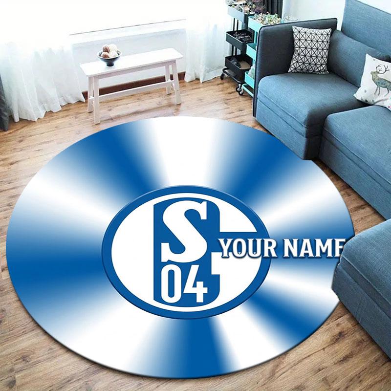 FC Schalke 04 Custom Name Round Area Rug,Carpet Rug for Living Room Bedroom Sofa Playroom Decor,Non-slip Floor Mat