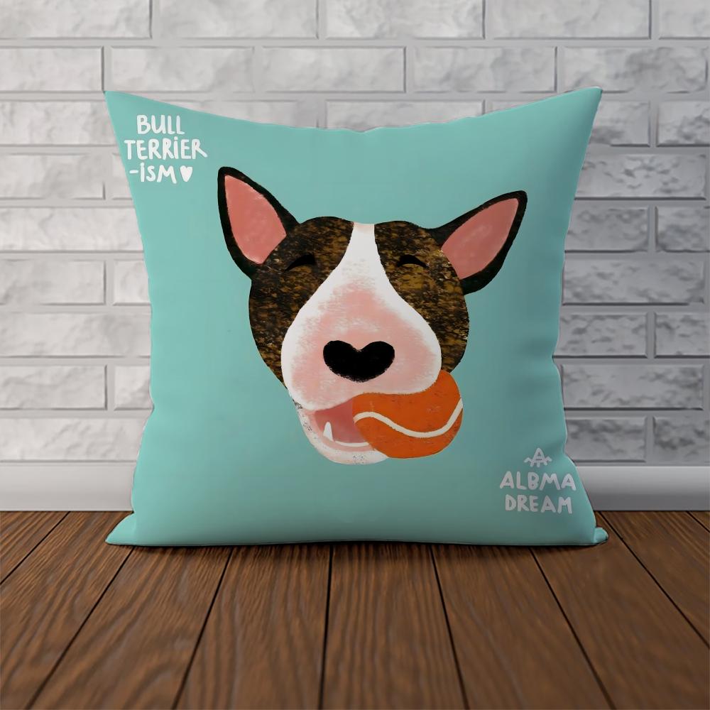 Bull Terrier Pillow Case For Car Sofa Decorative Home Doublesided Print Plush Square Throw Pillow Cushion Cover