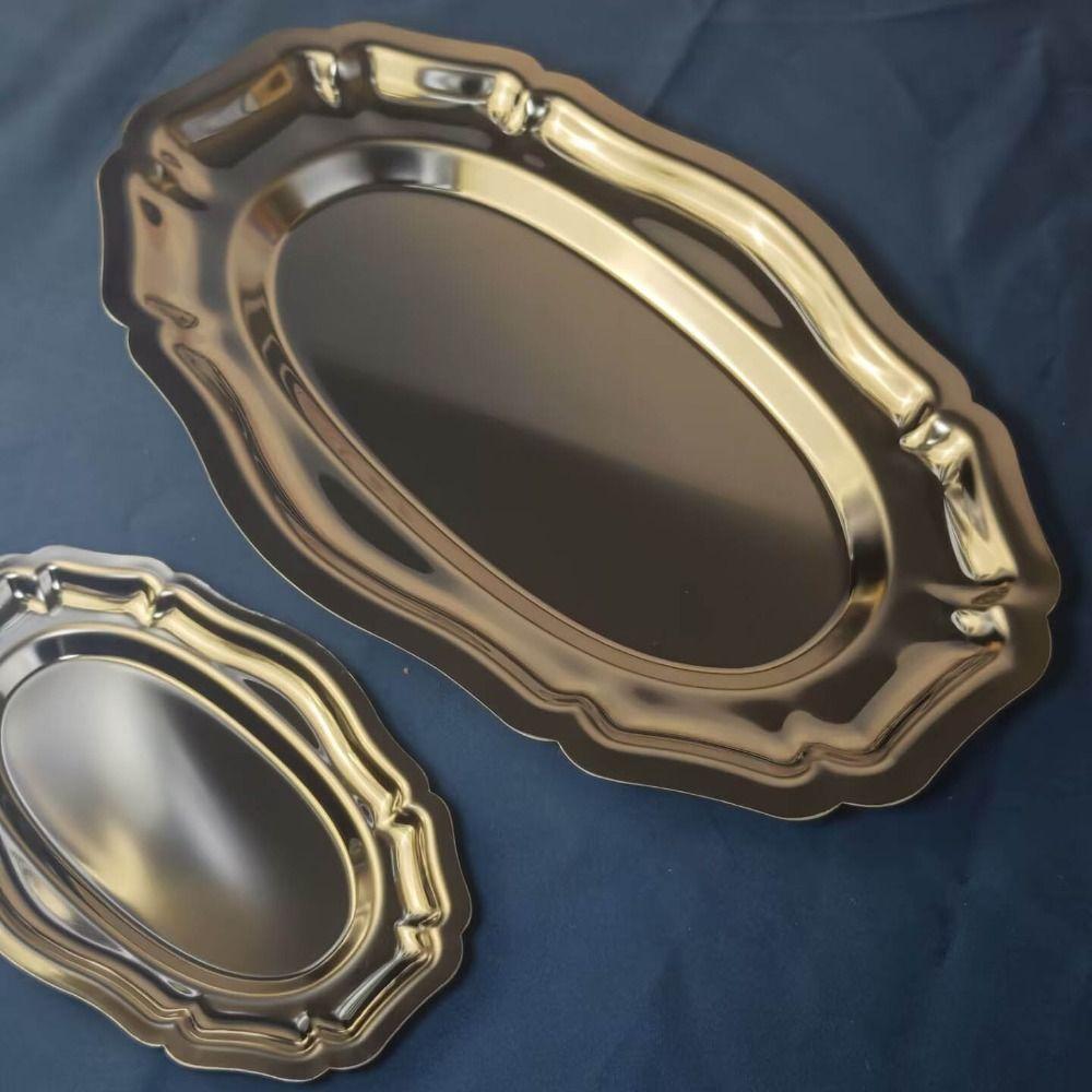 Tavă pentru Tort din Oțel Inoxidabil, Farfurie Embosată pentru Depozitarea Bijuteriilor, Farfurie Nouă pentru Depozitare, Decorațiune pentru Casă