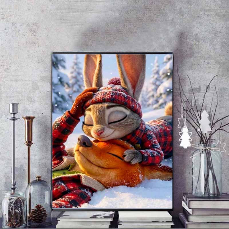 Disney Diamond Painting Zootopia Winter Healing Theme Fan Art Cartoon Mosaic Diamond Cross Stitch DIY Gift Home Decor