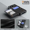 For iPhone 15 Plus Case Card Slot Kickstand Leather+TPU Reinforced Corner Phone Cover