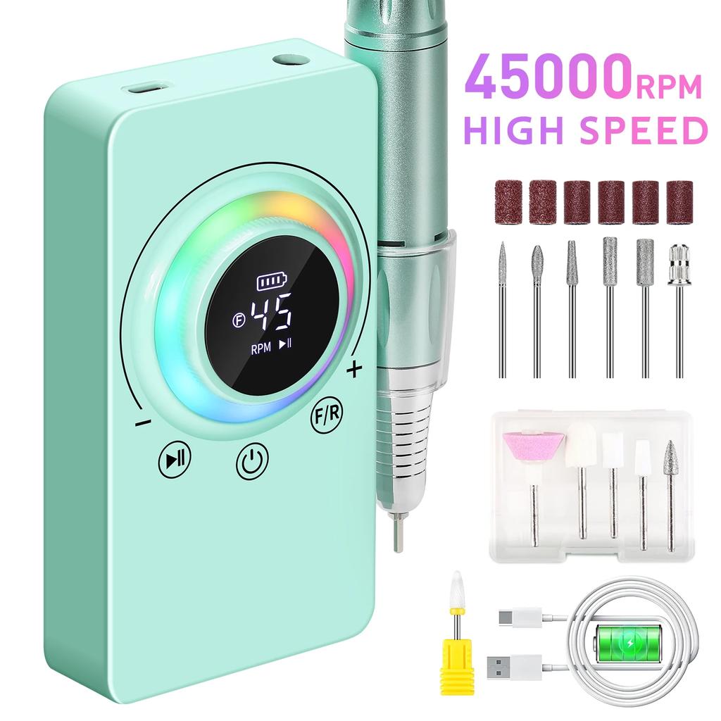 DianaBeauty 45000RPM Manicure Drill Machine Nail Polisher USB Charging Electric Manicure File Low Noise Nail Salon Tools