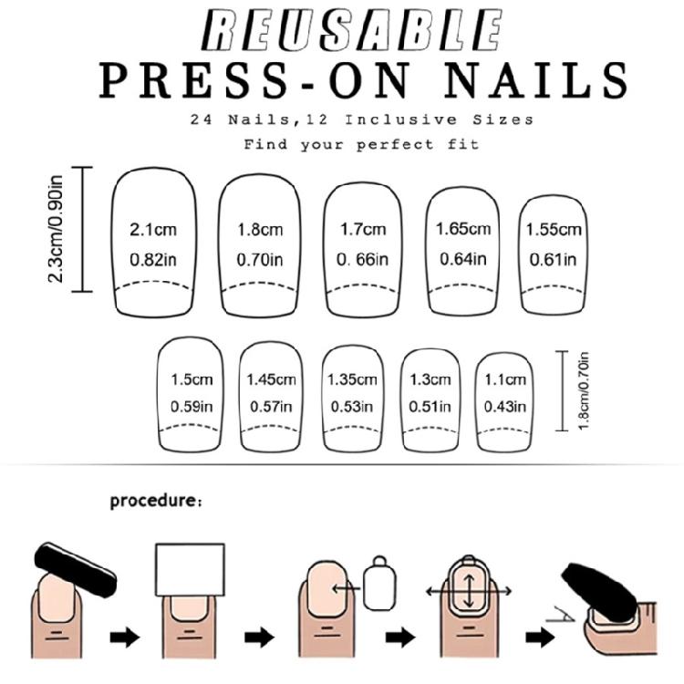 Press On Nail Short Square False Nail French Tip Flower Nail Manicure Decoration Nail Art Accesories For Women 24Pcs