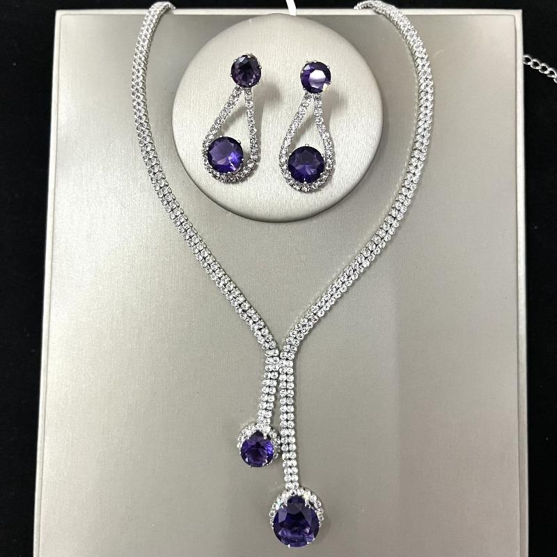 Korean Metal Claw Chain Rhinestone Wedding Necklace Bridal Necklace Earrings Jewelry Banquet Necklace Jewelry Set