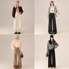 Winter Wool Cashmere Blend High Waist Wide Leg Pants For Women With Pockets And Drawstring