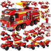 TOYLINX Fire Station Building Blocks with Fire Truck Helicopter Firefighter Bricks City Educational Toy for Boys Children Gift