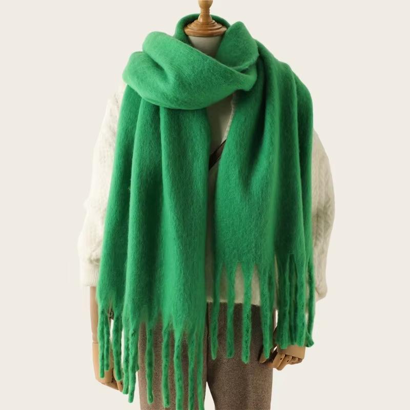 Winterschal für Damen Warm Einfarbig Pashmina Decke Wickeltuch Weiblich Dick Weich Bufanda Große Quaste Schal Lang Poncho Echarpe