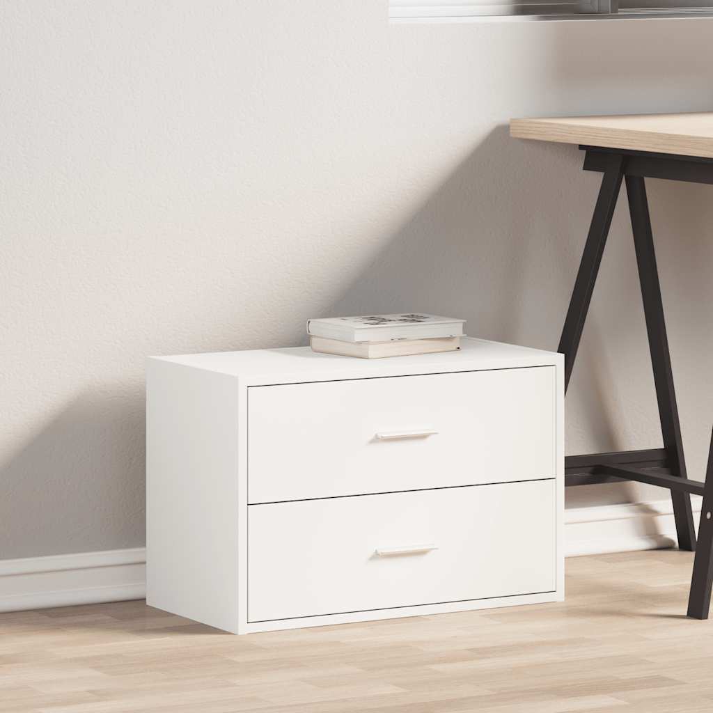 2 Drawer Cabinet White 60 x 31 x 40 cm Engineered Wood