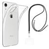 Hülle und Lanyard für iPhone XR - Transparentes weiches TPU Schwarzes verstellbares Band Phonillico®