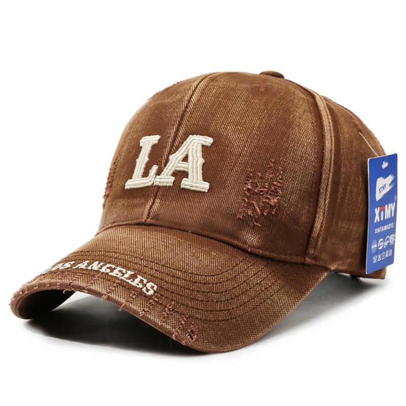 Distressed Baseball Cap Women Unisex Trendy Embroidered Letter Sun Visor Dad Hat