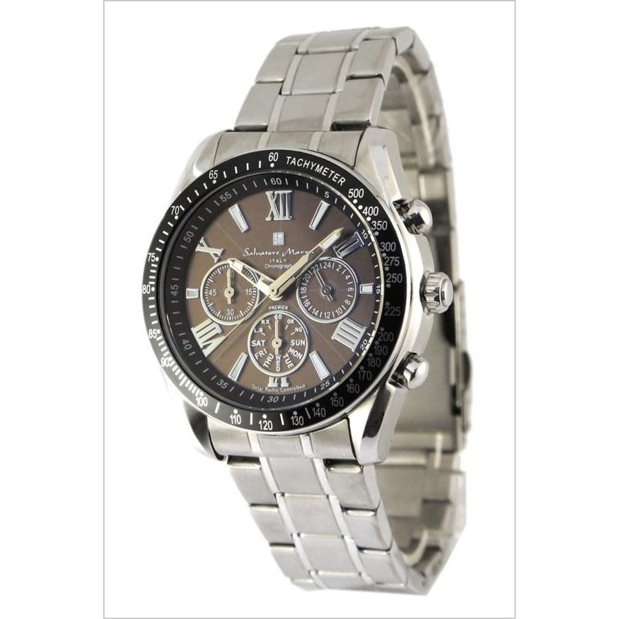 Salvatore Marra solar radio-controlled mens watch Black SM15116-SSBKSV elegant brand business office radio chronograph calendar silver spring gift