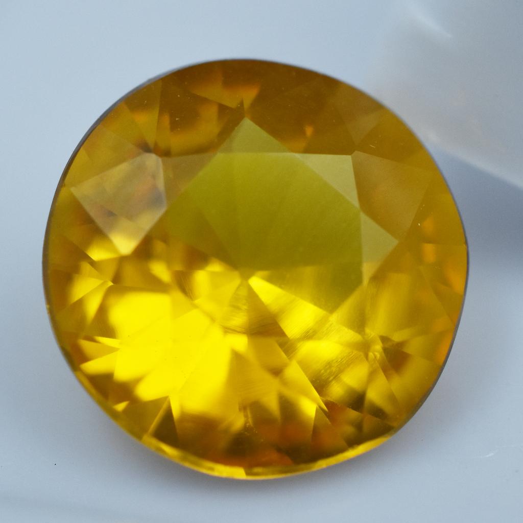 Natural 5.65 Ct Yellow Sapphire Diamond Cut Round Shape Loose Gemstone CERTIFIED AR-1101