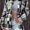 European & American Women's Mid-Length Plaid Shirt Jacket - Versatile & Casual 2025 Edition