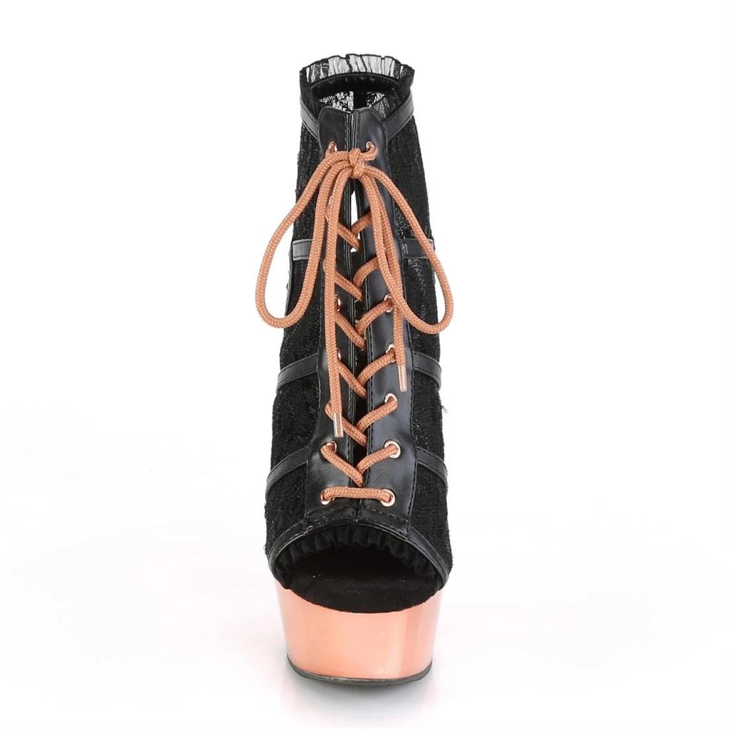 15Cm Hate Sky High Heel Slim Heel Thick Bottom Waterproof Front Lace-Up Boots