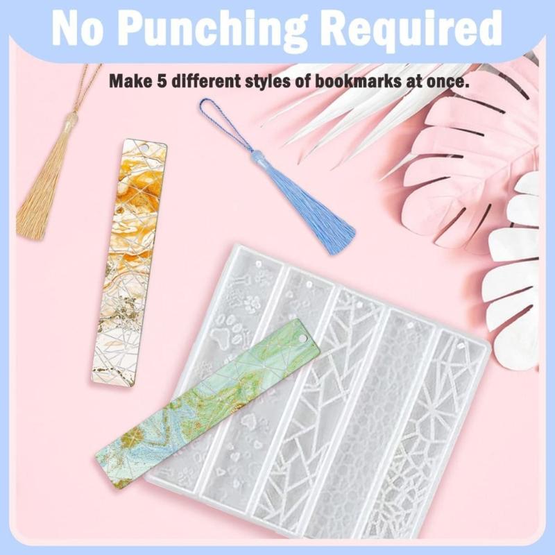 Bookmark Resin Molds with Tassel Kit Cat Paw Heart Shape Bookmark Silicone Molds for Handmade Bookmark Making Home Decor