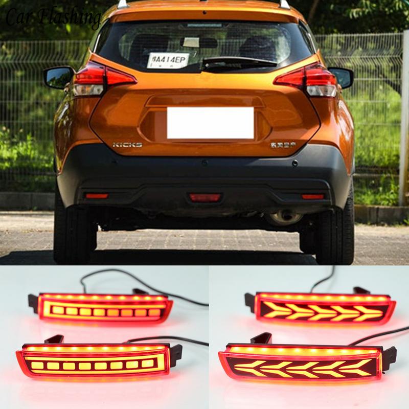 Car Flashing 1 Set LED Reflector For Nissan Kicks 2016 - Car Tail Light Rear Fog Lamp Bumper Light Auto Bulb Brake Light