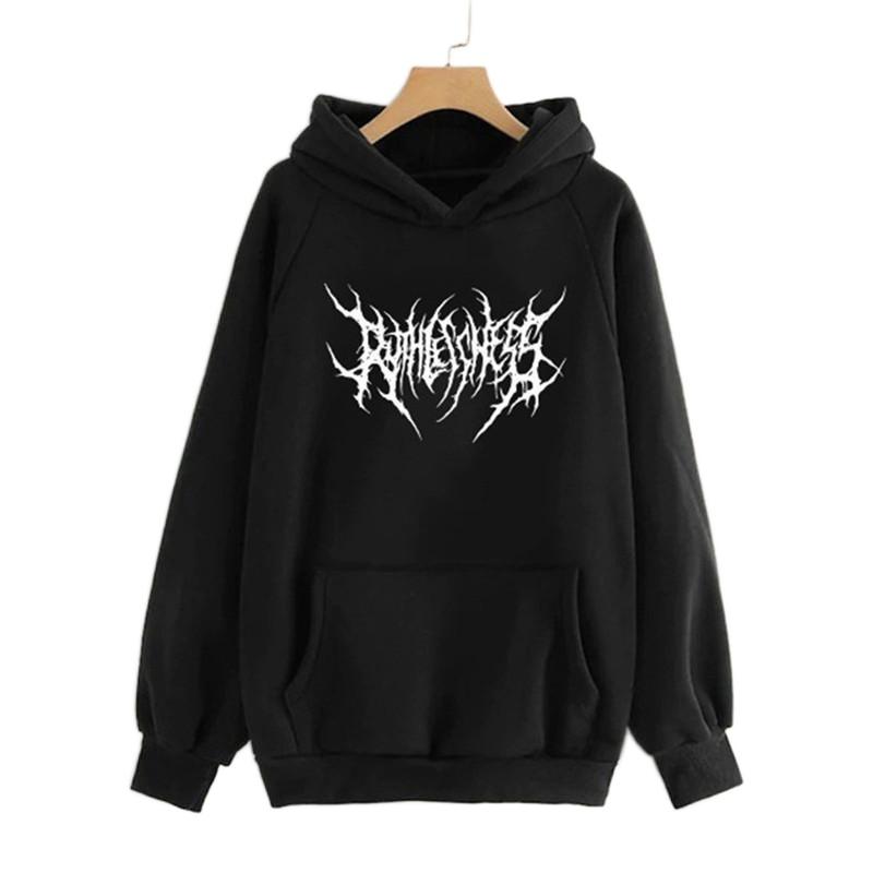 

Scione Harajuku толстовки женские готические уличные толстовки в стиле панк женские с капюшоном ужасы повседневные с буквенным принтом S чёрный