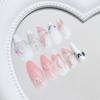Sweet cat's eye flash diamond small flower bow hollow heart removable manicure 24 pieces