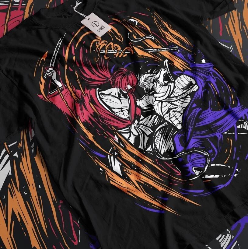 Rurouni Kenshin Samurai Himura TShirt Rurouni Kenshin Art Black Shirt All Size S