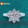 NeeTim 1ct Moissanite Eternity Ring 925 Sterling Silver with Gold Plated Wedding Flower Lab Diamond Rings for Women Jewelry