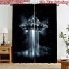 2D Flat Printing 2pcs Curtain Curtain Halloween UFO Encounter Digital Printed Polyester Drapes Family Party Use for Art Party