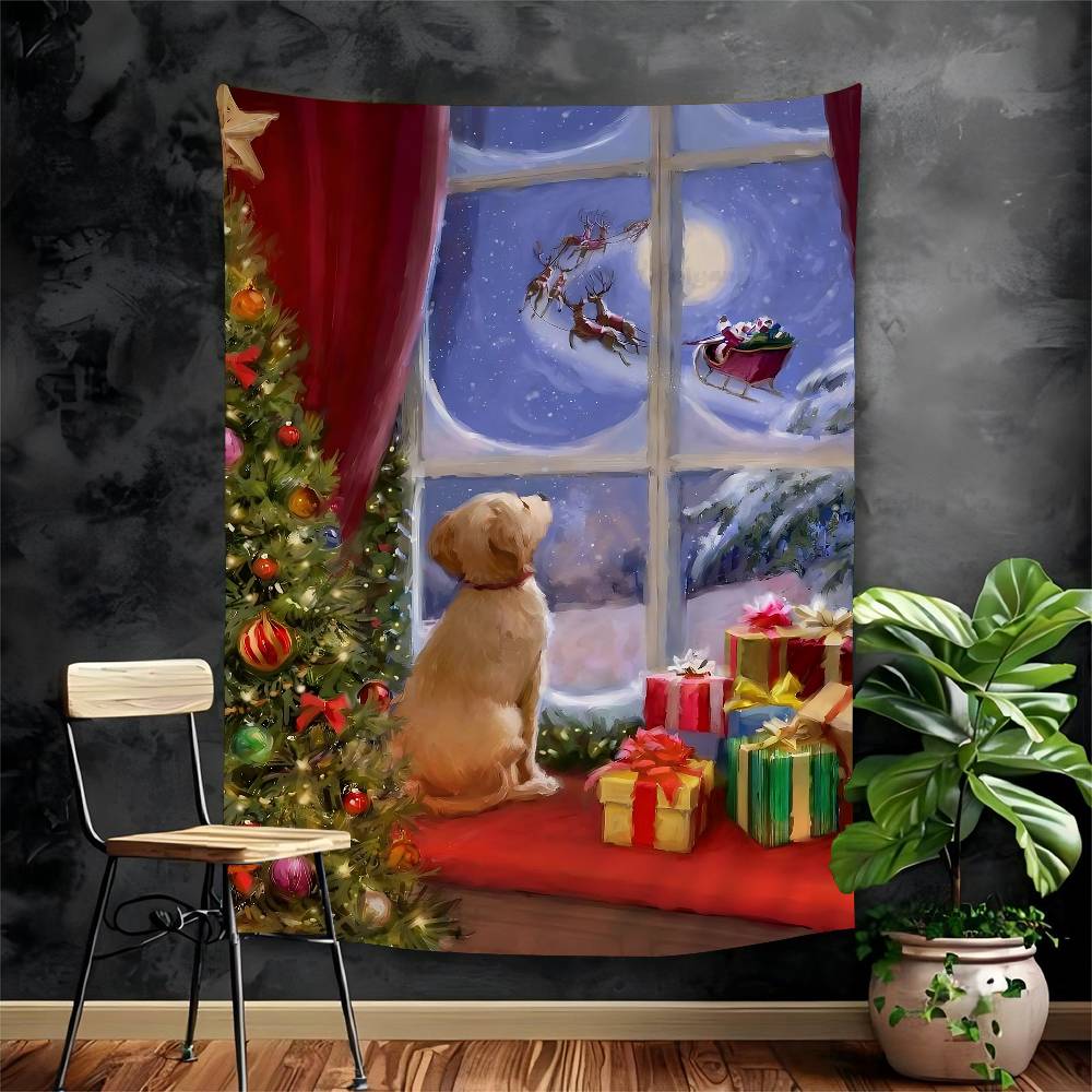 

Winter Town Holiday Printable Christmas Tree Printed Large Wall Tapestry Hanging Tarot Hippie Wall Rugs Dorm Art Home Decor 74x94cm(29x37in)