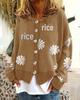 2024 Autumn/Winter Women's Knit Cardigan with Chrysanthemum Embroidery
