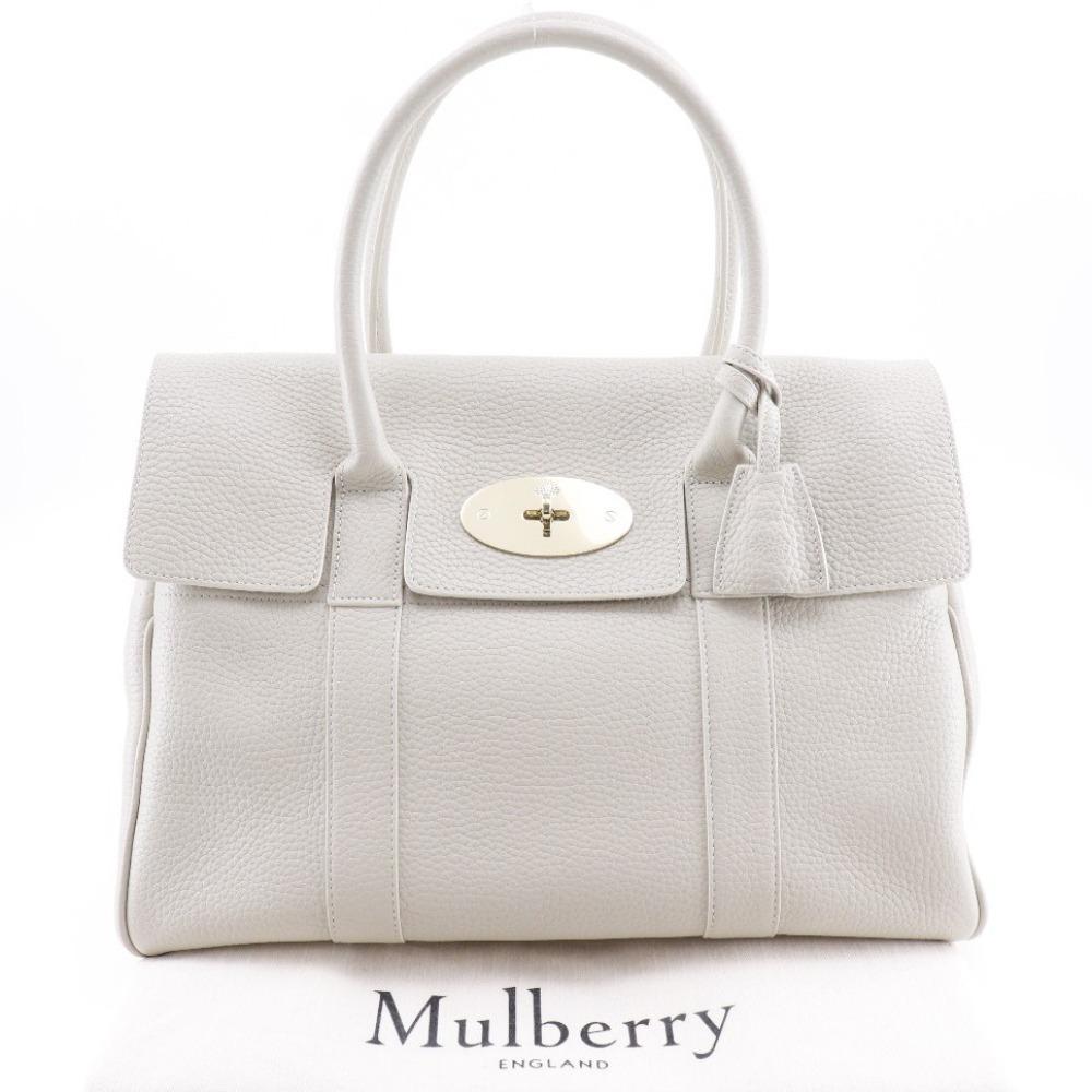 Mulberry Bayswater Tote Tasche HH6592/736W160 Kreide Starkes Korn graues Leder Damen Gebraucht