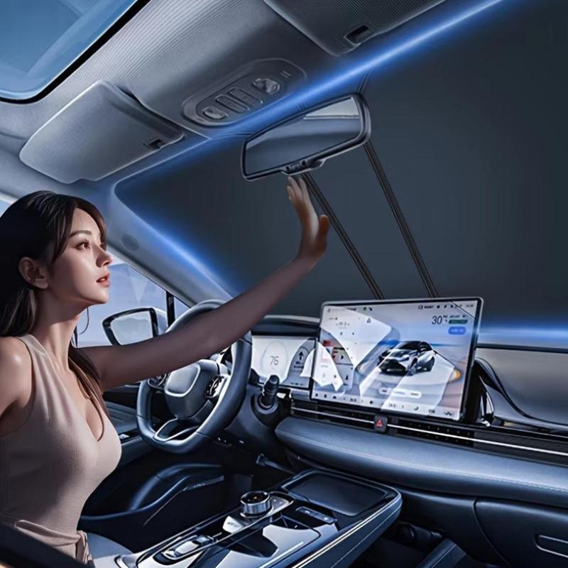 Stínítko do auta se stříbrnou povrchovou úpravou, Závěs na stínění předního okna, Univerzální stínítko do interiéru auta, Větruodolná izolace, Sluneční clona - Ideální dárek