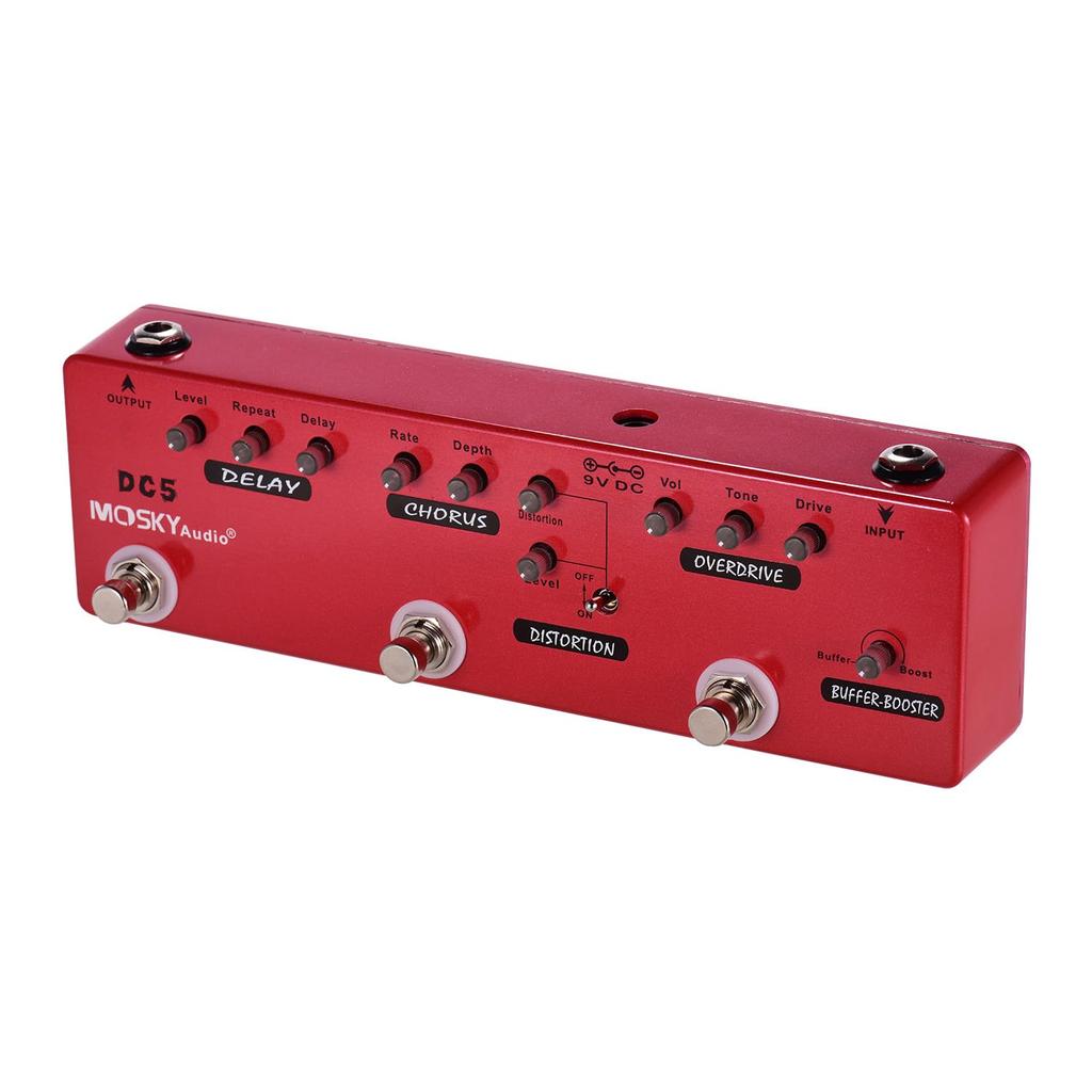 DC5 Guitar Delay Distortion Overdrive Booster Full Metal True 6-in-1 Multi-Effects Pedal + + + + Buffer, Shell, Bypass.