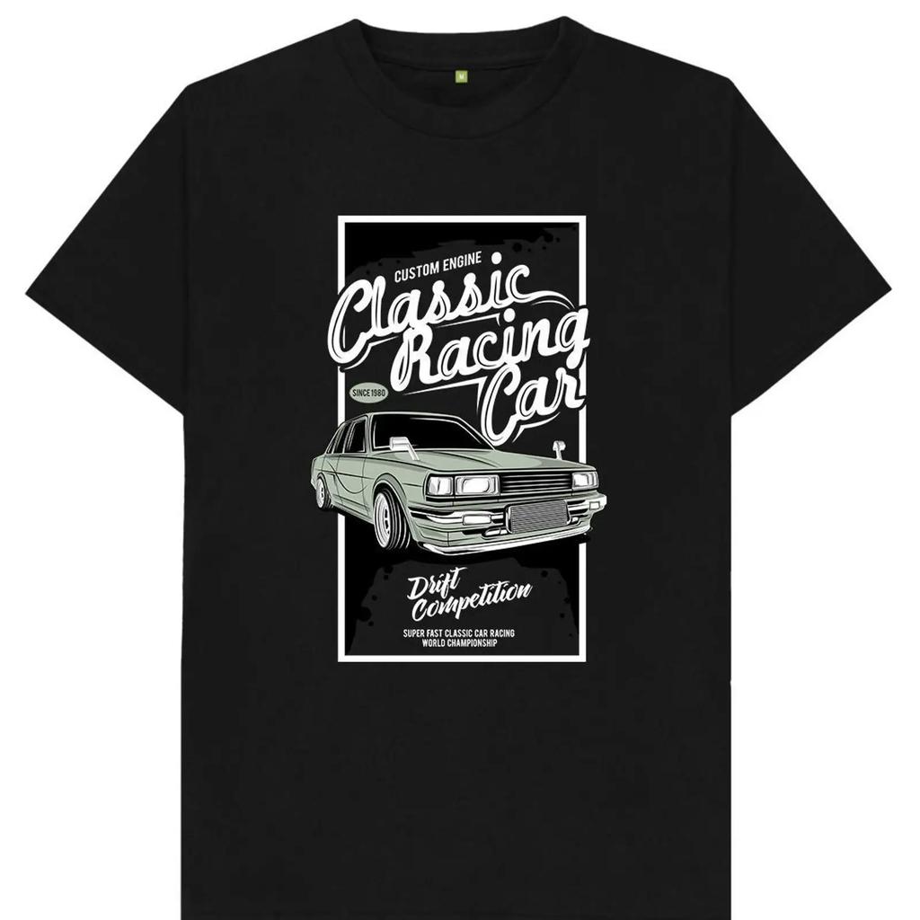 Classic Racing Car Custom Engine T Shirt Vintage Washed Casual Soft Slightly Fashion Versatile Designer Clothes Unisex