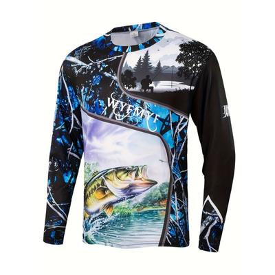 Men's Breathable 3D Print Long-Sleeved Fishing Top - Loose Fit Outdoor Shirt for Fishing