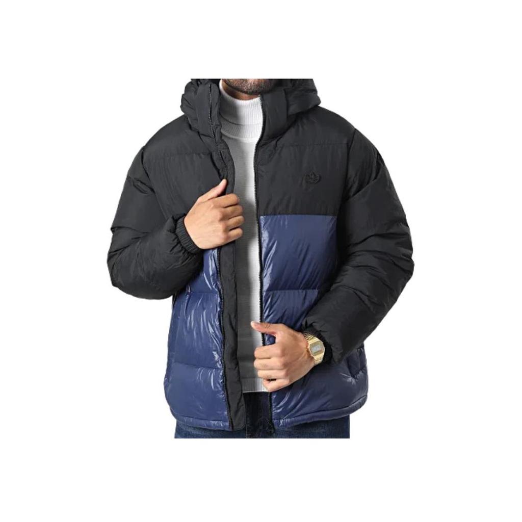 Adidas Originals Color Block Zip Up Hooded Long Sleeve Jacket Men Jackets Blue Black HL9184