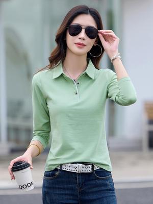 2025 Autumn Women's Long Sleeve Solid Color Lapel Polo Shirt